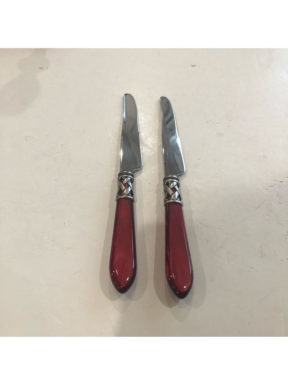 Bugatti for Vietri Aladdin replacement knives (2) red Italian flatware dining